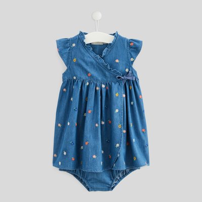 Robe portefeuille avec bloomer brodés en coton BIO GOTS BOUT'CHOU
