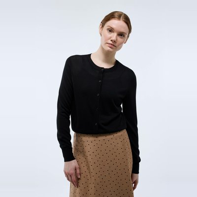 Cardigan maille fine boutonné contenant de la soie. MONOPRIX