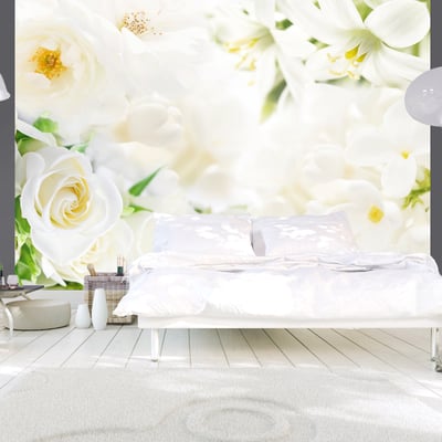 Papier peint intissé panoramique Fleurs White sigh EDEN