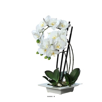 Orchidee factice 3 hampes en coupe ceramique ARTIFICIELLES