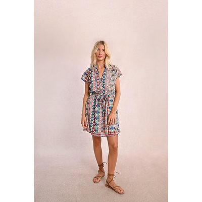 Robe courte imprimée portefeuille manches courtes MOLLY BRACKEN
