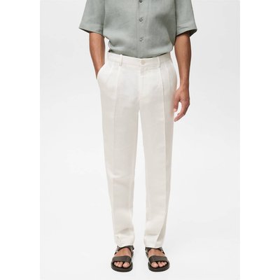 Pantalon mélange de lin pinces MANGO MAN
