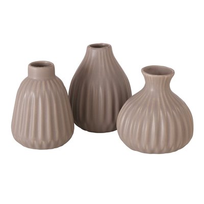 Set de 3 petits vases design gris en porcelaine WADIGA