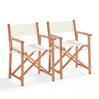Lot de 2 chaises pliantes en bois et textilène MOSTRA OVIALA