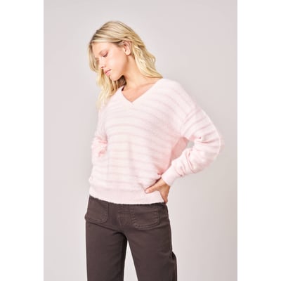 Pull femme ample duveteux rayures brillantes MILIENA DEELUXE