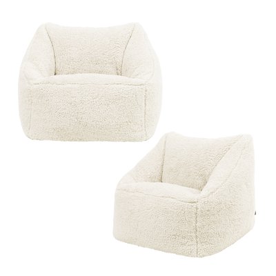 Lot de 2 poufs fauteuil enfant en polaire sherpa - MORGAN ICON