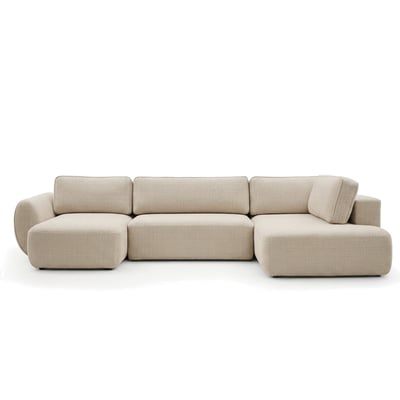 Canapé panoramique convertible 6 places en tissu texturé, DENISE BOBOCHIC