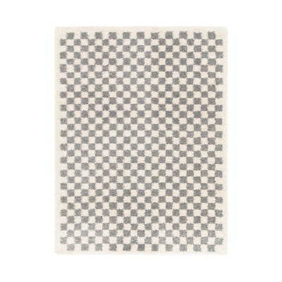 Tapis damier poils longs doux et volumineux CHECKERS AFK LIVING