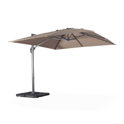 Parasol déporté carré 3x3m + lot de 4 dalles à lester 50x50cm FALGOS + DALLES 50X50CM SWEEEK