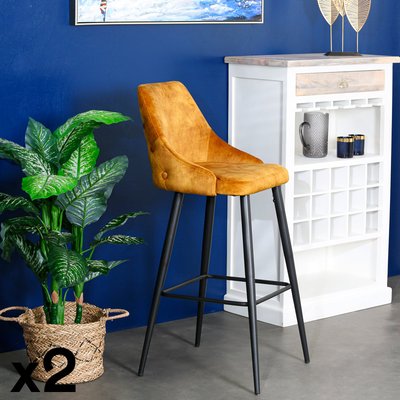 Chaise de bar velours vert kaki (lot de 2) MALMOE PIER IMPORT