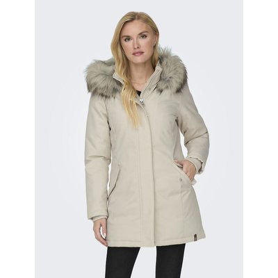 Manteau beige capuche fourrure outlet