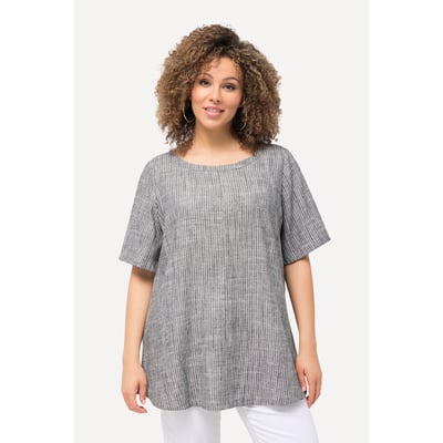 Blouse à rayures en lin mélangé. Encolure ULLA POPKEN