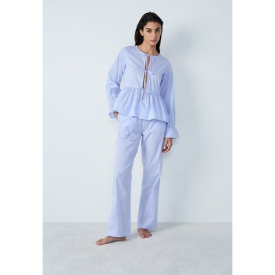 Chemise de pyjama manches longues en coton à rayures à nœuds POPPI ETAM