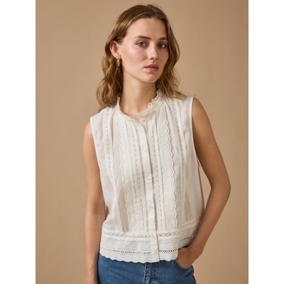 Top sans manches boutonné brodé CYRILLUS