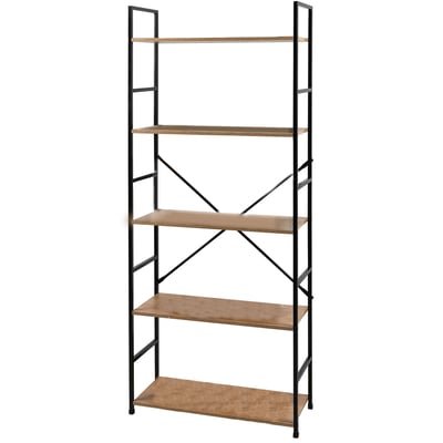 Étagère échelle métal noir et bois 5 étages 58.5x23.5x144cm WADIGA