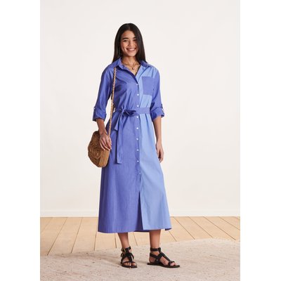 Robe chemise mi-longue en coton rayé LA FEE MARABOUTEE