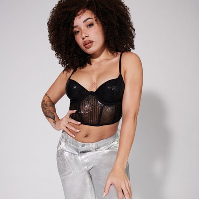 Bustier ampliforme en tulle et sequin LOVESEQUINIZ UNDIZ