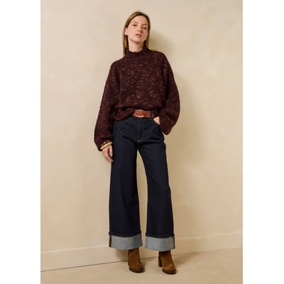 Pull moucheté manches longues col montant LA FEE MARABOUTEE