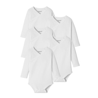 Lot de 5 bodies manches longues ouverture naissance BASICS VERTBAUDET