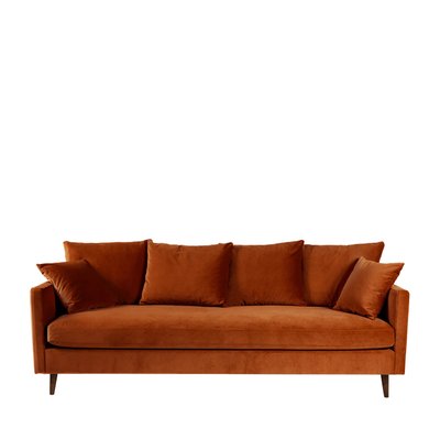 Canapé convertible 3 places en velours pieds bois foncé - VILLABON DRAWER