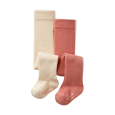 Lot de 2 paires de collants en maille côtelée VERTBAUDET