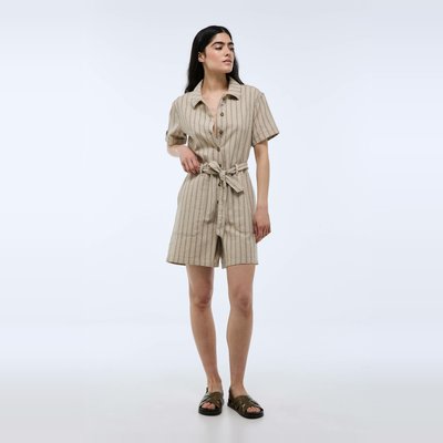 Combinaison short rayée manches courtes en coton MONOPRIX