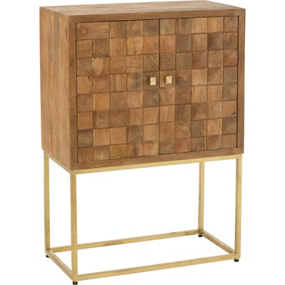 Armoire sur pied bois de manguier naturel et métal doré RECOLLECTION