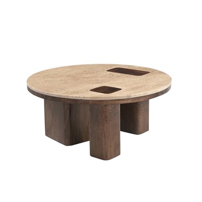 Table basse manguier et travertin CAROLA MADE IN MEUBLES 