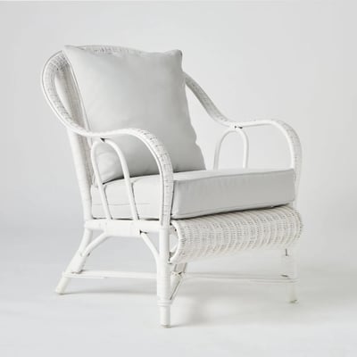 Fauteuil en rotin PRIMAVERA tissu gris perle KOK