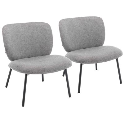 Lot de 2 fauteuils en acier et tissu, JADEN OVIALA