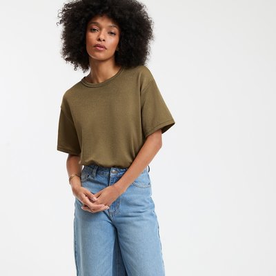 T-shirt col rond pailleté, manches courtes LA REDOUTE COLLECTIONS