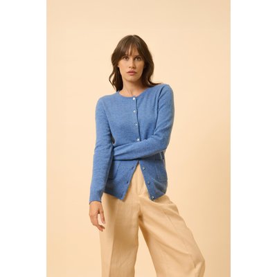 Cardigan Col Rond Bleu Denim Katharine JUST CASHMERE