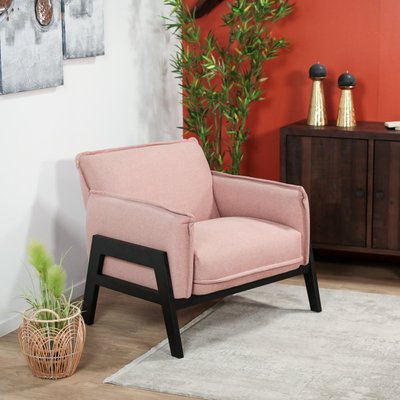 Fauteuil tissu rose poudré design moderne BERGAME PIER IMPORT