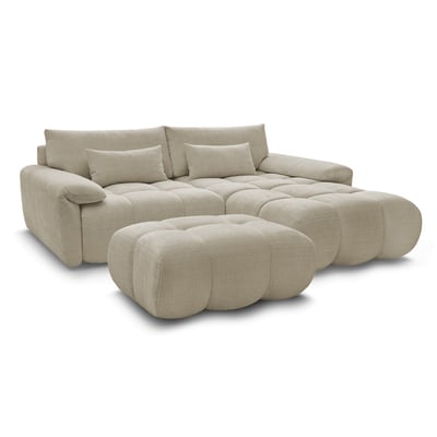 Canapé d'angle fixe 4 places en tissu texturé, IVANE BOBOCHIC