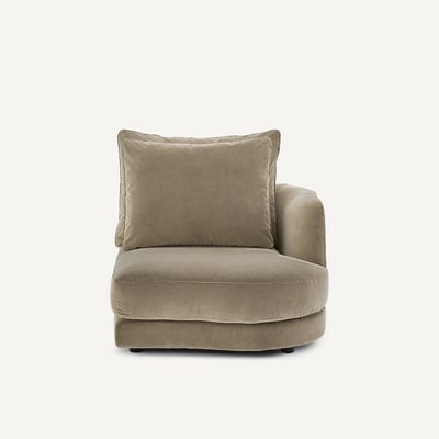 Mezzo divano destro, arrotondato, modulare in velluto stonewashed, TIBERIO AM.PM