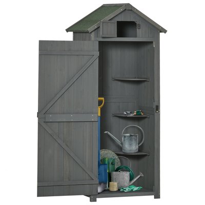 Armoire de jardin 3 étagères 2 portes loquets bois sapin OUTSUNNY