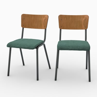 Lot de 2 chaises en bois et velours - NICO MAISON PAVANE