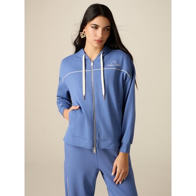 Sweat à capuche zippé avec liseré OLTRE