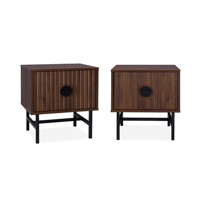 Table de chevet effet bois rainuré 1 tiroir (lot de 2) BAZALT SWEEEK