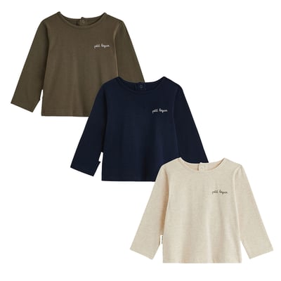 Lot de 3 t-shirts bébé manches longues PETIT BEGUIN