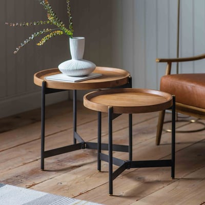 Set of 2 Devereux Mango Wood Nest Tables ÉDITÉ
