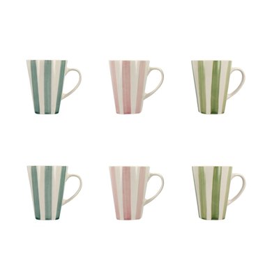 Lot de 6 mugs en grès 36cl, ARLEQUIN NOVASTYL