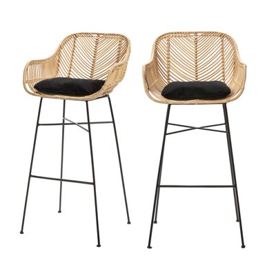 Lot de 2 tabourets de bar en rotin H76cm - Nunuhai DRAWER