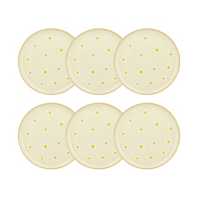 Lot de 6 assiettes plates 26cm en grès, MARGUERITE NOVASTYL