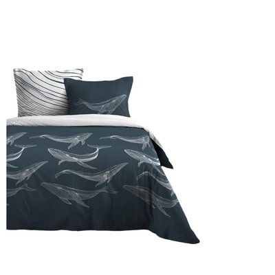 Housse de couette + taies Baleines marine EDEN