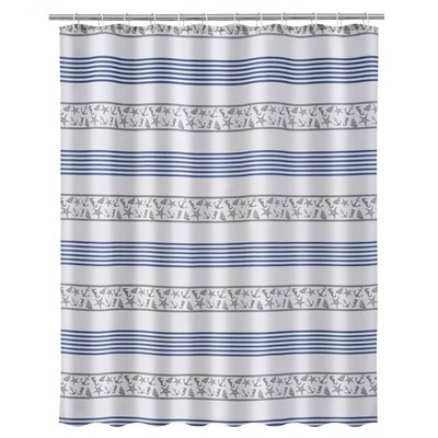 Rideau de douche bleu et blanc coquillages WADIGA
