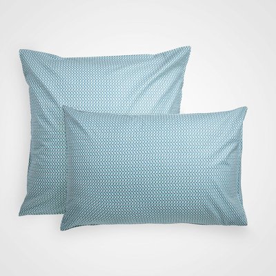 Taie d'oreiller imprimée en percale de coton, VOILE GRAPHIQUE BLANC CERISE