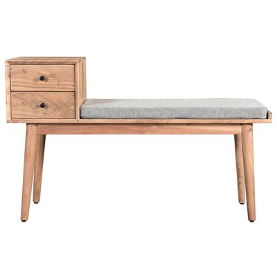 Banc d'entrée avec rangements 2 tiroirs en bois clair massif L110 cm ALTY MILIBOO