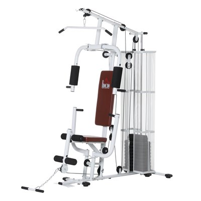Station de musculation complète avec 10 contrepoids acier HOMCOM