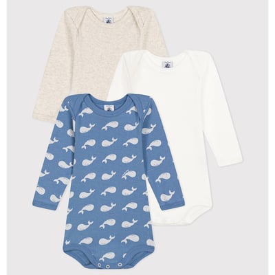 Body Manches Longues Petit Bateau Bébé Garçon - Coton Bio - Encolure Américaine